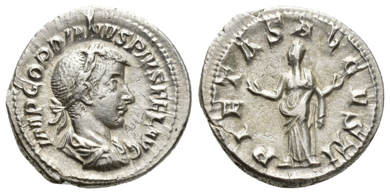 Gordian III, 238 - 244 AD Silver Denarius, Rome Mint, (20mm, 3.4 g) Obverse: IMP...