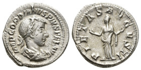 Gordian III, 238 - 244 AD Silver Denarius, Rome Mint, (20mm, 3.4 g) Obverse: IMP GORDIANVS PIVS FEL AVG, Laureate, draped and cuirassed bust of Gordia...