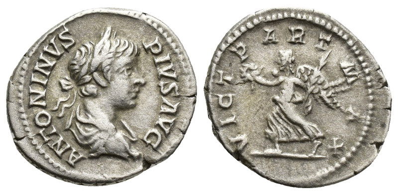 Caracalla. A.D. 198-217. AR denarius (19mm, 3.2 g). Rome mint, Struck A.D. 201-2...