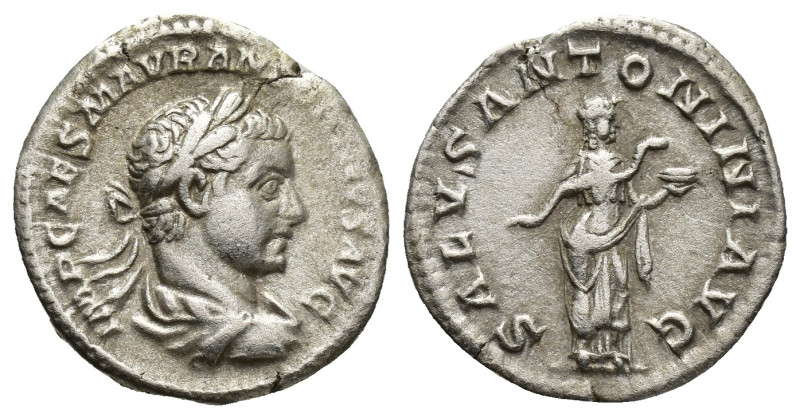 Elagabalus. A.D. 218-222. AR denarius (19mm, 3.1 g). Rome, A.D. 218. IMP CAES M ...