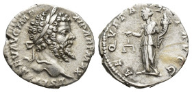 Septimius Severus (AD 193-211). AR denarius (16mm, 3.7 g). Laodicea ad Mare, AD 198-200. L SEPT SEV AVG IMP XI PART MAX, laureate head of Septimius Se...