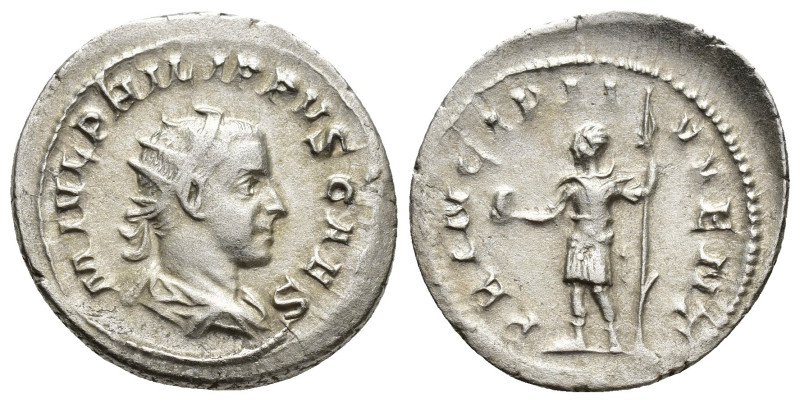 Philip II. As Caesar, A.D. 244-247. AR antoninianus (23mm, 3.8 g). Rome mint, st...