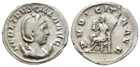 Herennia Etruscilla (249-251 AD). AR Antoninianus (23mm, 3.2 g), Roma (Rome). Obv. HER ETRVSCILLA AVG, draped bust on crescent right. Rev. PVDICITIA A...