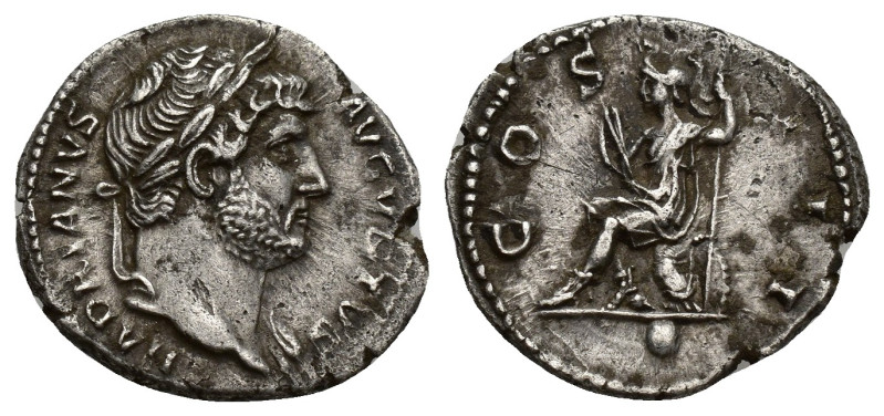 Hadrianus (117-138 AD). AR Denarius (17mm, 3.1 g), Roma (Rome), 134-138 AD. Obv....