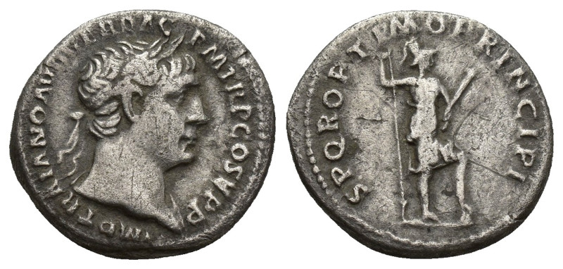 TRAJAN (98-117). Denarius. (17mm, 3.1 g) Rome. Obv: IMP TRAIANO AVG GER DAC P M ...