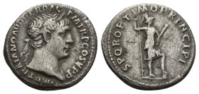 TRAJAN (98-117). Denarius. (17mm, 3.1 g) Rome. Obv: IMP TRAIANO AVG GER DAC P M TR P COS V P P. Laureate bust right, with slight drapery. Rev: S P Q R...