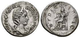 Otacilia Severa AR Antoninianus. (23mm, 4.7 g) Rome, AD 244-246. MARCIA OTACIL SEVERA AVG, diademed and draped bust / PVDICITIA AVG, Pudicitia, veiled...