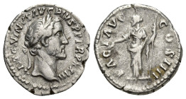 Antoninus Pius, 138-161. Denarius (Silver, 18mm, 3.3 g), ANTONINVS AVG PIVS P P TR P XXIII Laureate head of Antoninus Pius to right. Rev. PACI AVG COS...