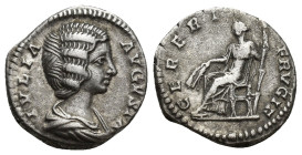 Julia Domna AD 193-217. Struck under Septimius Severus, AD 193-211. Rome Denarius AR (16mm, 3,2 g). IVLIA AVGVSTA, draped bust of Julia Domna to right...