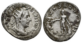 Trebonianus Gallus AD 251-253. Struck AD 253. Rome Antoninianus AR (19mm, 3 g). IMP CAE C VIB TREB GALLVS AVG, radiate, draped and cuirassed bust of T...