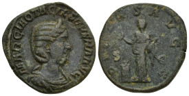 Otacilia Severa (Philip I, 244-249), Sestertius, Rome, AD 248, AE (28mm, 18.5 g), MARCIA OTACIL SEVERA AVG, diademed and draped bust r., Rv. PIETAS AV...