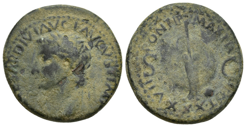 Tiberius Æ As. Rome, (27mm, 11.9 g) AD 36-37. TI CAESAR DIVI AVG F AVGVST IMP VI...