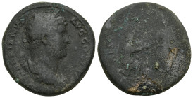 Hadrian. AD 117-138. Æ Sestertius (33mm, 23.7 g). Rome mint. Struck circa AD 134-138. Bare-headed and draped bust right / RESTITVTORI SICILIAE, Hadria...