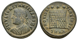 Constantius II, as Caesar, Æ Nummus. (18mm, 3.2 g) Heraclea, AD 325-326. FL IVL CONSTANTIVS NOB C, laureate, draped and cuirassed bust left / PROVIDEN...