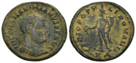 MAXIMIANUS HERCULIUS (286-305). Follis. (25mm, 11.2 g) Kyzikos. Obv: IMP C M A MAXIMIANVS PF AVG. Laureate head right. Rev: GENIO POPVLI ROMANI / KΔ. ...