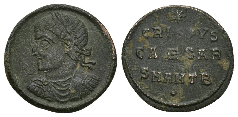 CRISPUS (Caesar, 316-326). Follis. (17mm, 2.1 g) Antioch. Obv: Laureate, draped ...