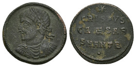 CRISPUS (Caesar, 316-326). Follis. (17mm, 2.1 g) Antioch. Obv: Laureate, draped and cuirassed bust left. Rev: CRISPVS / CAESAR / SMANTB. Legend in thr...