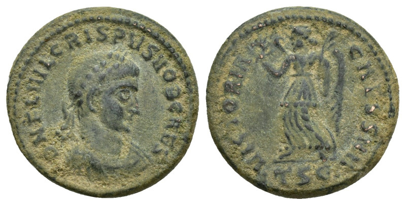 Crispus, as Caesar, Æ Nummus. (19mm, 3.5 g) Thessalonica, AD 319. D N FL IVL CRI...