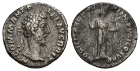 Commodus - Nobilitas Denarius. (16.8mm, 3 g) 185-186 AD. Rome mint. Obv: M COMM ANT P FEL AVG BRIT legend with laureate head right. Rev: NOBILIT AVG P...