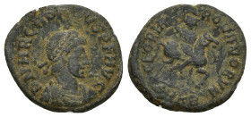 Honorius. A.D. 393-423. AE 4 (15mm, 2.3 g). Cyzicus mint, struck A.D. 392-395. D N HONORIVS P F AVG, pearl-diademed, draped and cuirassed bust of Arca...