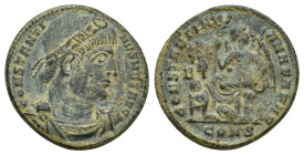 Constantine I. AD 307/310-337. Æ Follis (19mm, 3.6 g). Dafne coinage. Constantinople mint, AD 328-329. CONSTANTI NVS MAX AVG, laurel and rosette-diade...