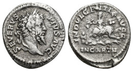 SEPTIMIUS SEVERUS. Denarius. (17mm, 3.3 g). 203 AD Rome. Obv: Laureate bust of Septimius Severus on the right, around legend: SEVERVS PIVS AVG. Rev: C...