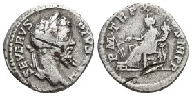 Septimius Severus, 193-211. Denarius (Silver, 16mm, 2.8 g), Rome, 203. SEVERVS PIVS AVG Laureate head of Septimius Severus to right. Rev. P M TR P XI ...