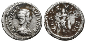 Plautilla (AD 202-205). AR denarius (19mm, 3.3 g). Rome. PLAVTILLA-AVGVSTA, draped bust of Plautilla right, seen from front, hair waved and rolled at ...