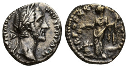 Antoninus Pius AD 138-161. Struck AD 157-158. Rome Denarius AR (16mm, 3.2 g). ANTONINVS AVG PIVS P P IMP II, laureate head of Antoninus Pius right / T...