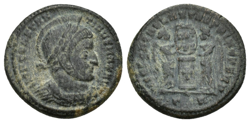 Constantine I Æ Nummus. (18mm, 3.3 g) Ticinum, AD 318-319. IMP CONSTANTINVS MAX ...