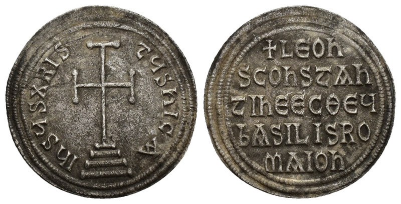 Leo V The Armenian AR Miliaresion. (22mm, 2.1 g) Constantinople, AD 813-820. IҺS...