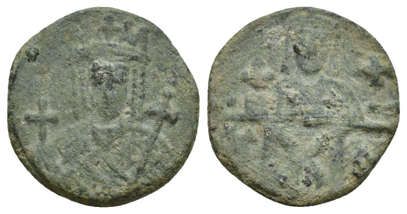 CONSTANTINE VI and IRENE. 780-797. Ae Follis (17mm, 2.5 g) Struck 792-797. Crown...