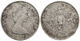Elizabeth II (1952-), Crown of Twenty Five Pence, (38mm, 27.8 g) 1980, Queen Mother's 80th Birthday, crowned head right, Latin legend reads ELIZABETH ...