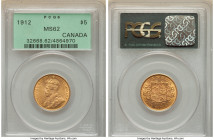 George V gold 5 Dollars 1912 MS62 PCGS, KM26. 

HID09801242017

© 2022 Heritage Auctions | All Rights Reserved