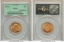 George V gold 5 Dollars 1914 MS62 PCGS, KM26. 

HID09801242017

© 2022 Heritage Auctions | All Rights Reserved