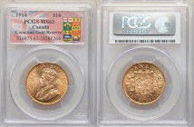 George V gold 10 Dollars 1914 MS63 PCGS, Ottawa mint, KM27. Canadian gold reserve. 

HID09801242017

© 2022 Heritage Auctions | All Rights Reserved