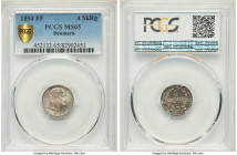 Frederik VII 4 Skilling Rigsmont 1854-FF MS65 PCGS, Altona mint, KM758.1. Crisp details with excellent portrait and lustrous surfaces. 

HID0980124201...