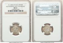 Albi. Raymond Denier ND (c. 1200) MS61 NGC, Albi mint, Rob-4253, PdA-3898. In the name of Raymond. Crozier surrounded by four spindle bars / Short cro...