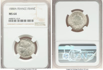 Republic Franc 1888-A MS64 NGC, Paris mint, KM822.1. 

HID09801242017

© 2022 Heritage Auctions | All Rights Reserved