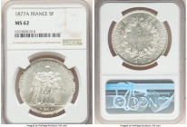 Republic 5 Francs 1877-A MS62 NGC, Paris mint, KM820.1. Glimmering luster and conservatively graded. 

HID09801242017

© 2022 Heritage Auctions | All ...