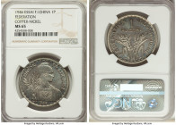 French Colony copper-nickel Essai Piastre 1946-(a) MS65 NGC, Paris mint, KM-E42. Variety with FEDERATION on reverse. Virtually untoned with blue and g...