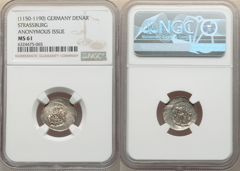 Strassbourg. City 3-Piece Lot of Certified Anonymous Denars ND (1150-1190) NGC, ...