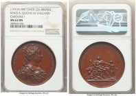 Caroline I bronze Medal ND (1731) MS62 Brown NGC, Eimer-526. By J. Dassier. From his Kings and Queens of England series. CAROLINA D G MAG BR FR ET HIB...