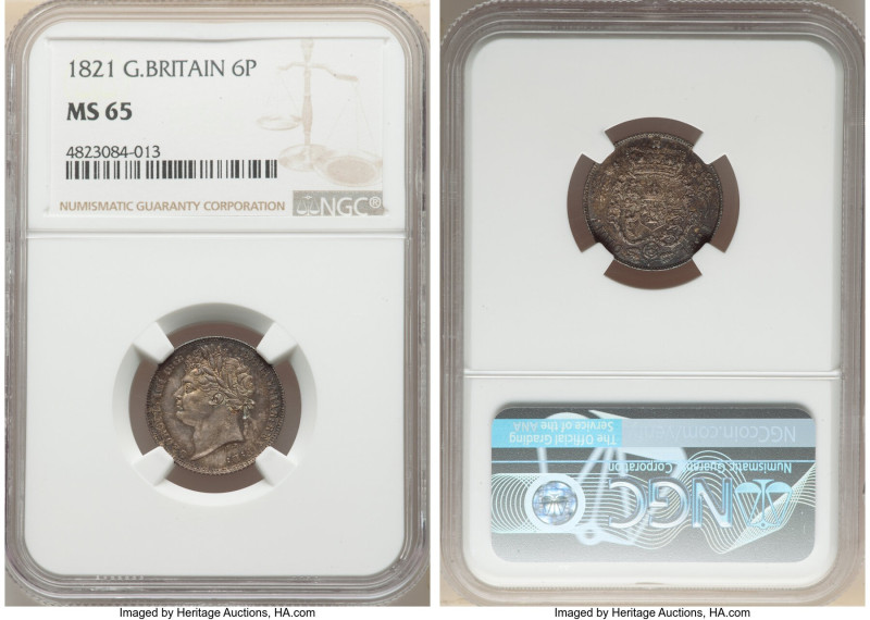 George IV 6 Pence 1821 MS65 NGC, KM678, S-3813. 

HID09801242017

© 2022 Heritag...