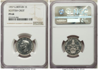 George VI Proof Shilling 1937 PR64 NGC, KM854. Mintage: 25,000. Scottish Crest variety. Deep mirrored watery fields and unhindered by toning. 

HID098...