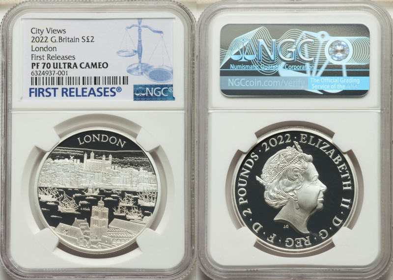 Elizabeth II silver Proof "City Views - London" 2 Pounds 2022 PR70 Ultra Cameo N...