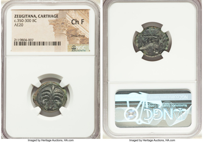 ZEUGITANA. Carthage. Ca. 350-300 BC. AE (20mm, 9h). NGC Choice Fine, smoothing. ...