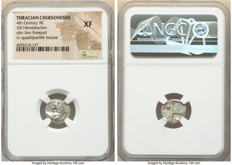 THRACE. Chersonesus. Ca. 4th century BC. AR hemidrachm (13mm). NGC XF. Persic st...