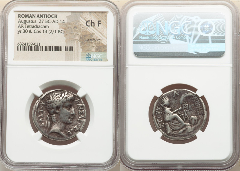 SYRIA. Antioch. Augustus (27 BC-AD 14). AR tetradrachm (27mm, 12h). NGC Choice F...