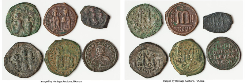 ANCIENT LOTS. Byzantine. Lot of six (6) AE folles. Fine-VF. Includes: Six Byzant...